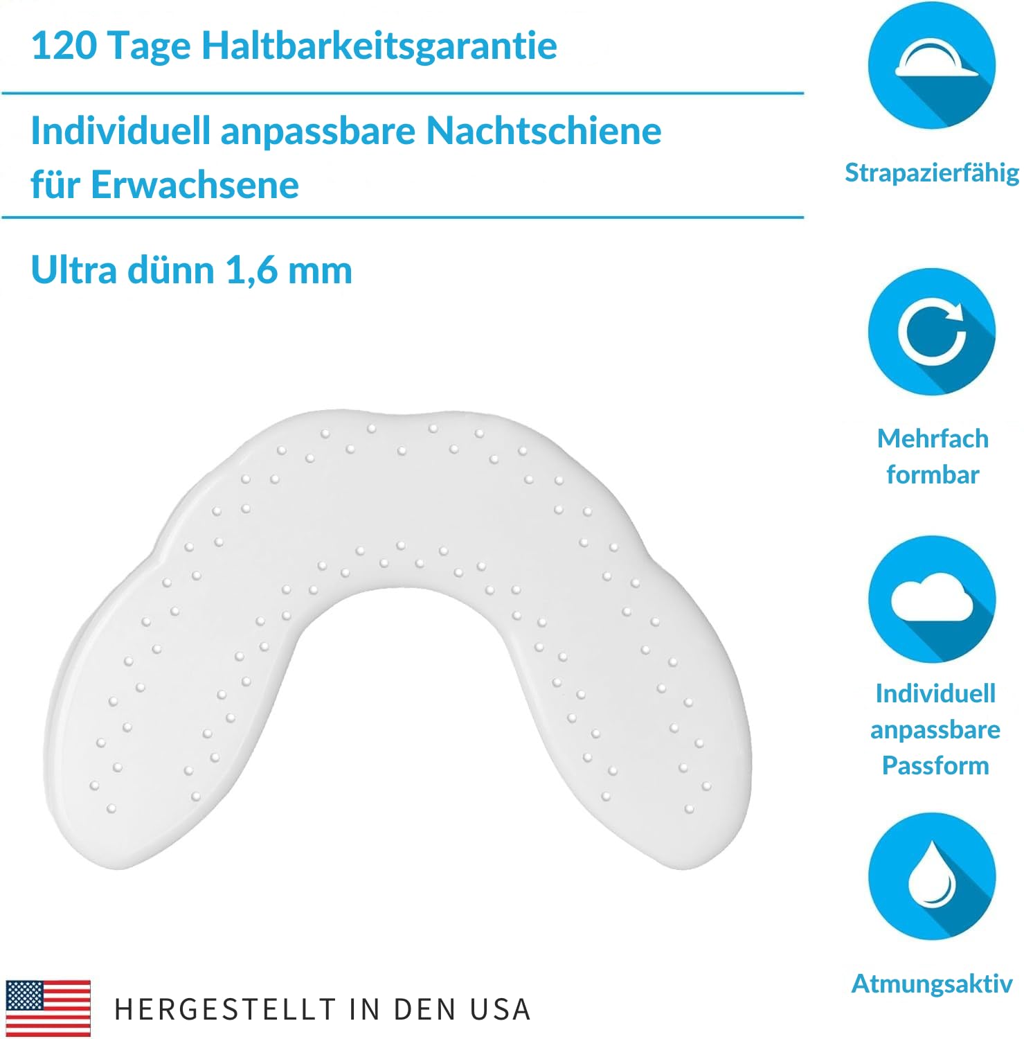 SOVA Aero Aufbissschiene – Knirschschiene gegen Bruxismus – 1,6 mm Zahnschutz – bis zu 20 Mal umformbar – für Erwachsene
