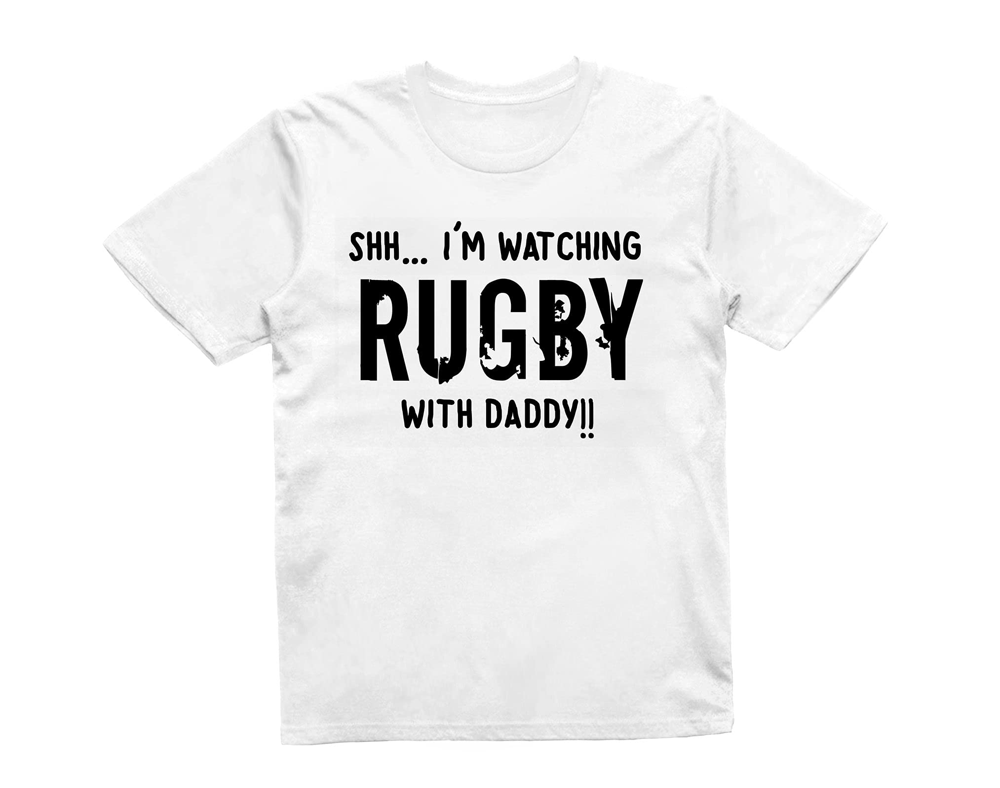 Reality Glitch Shh I'm Watching Rugby with Daddy Kids T-Shirt White