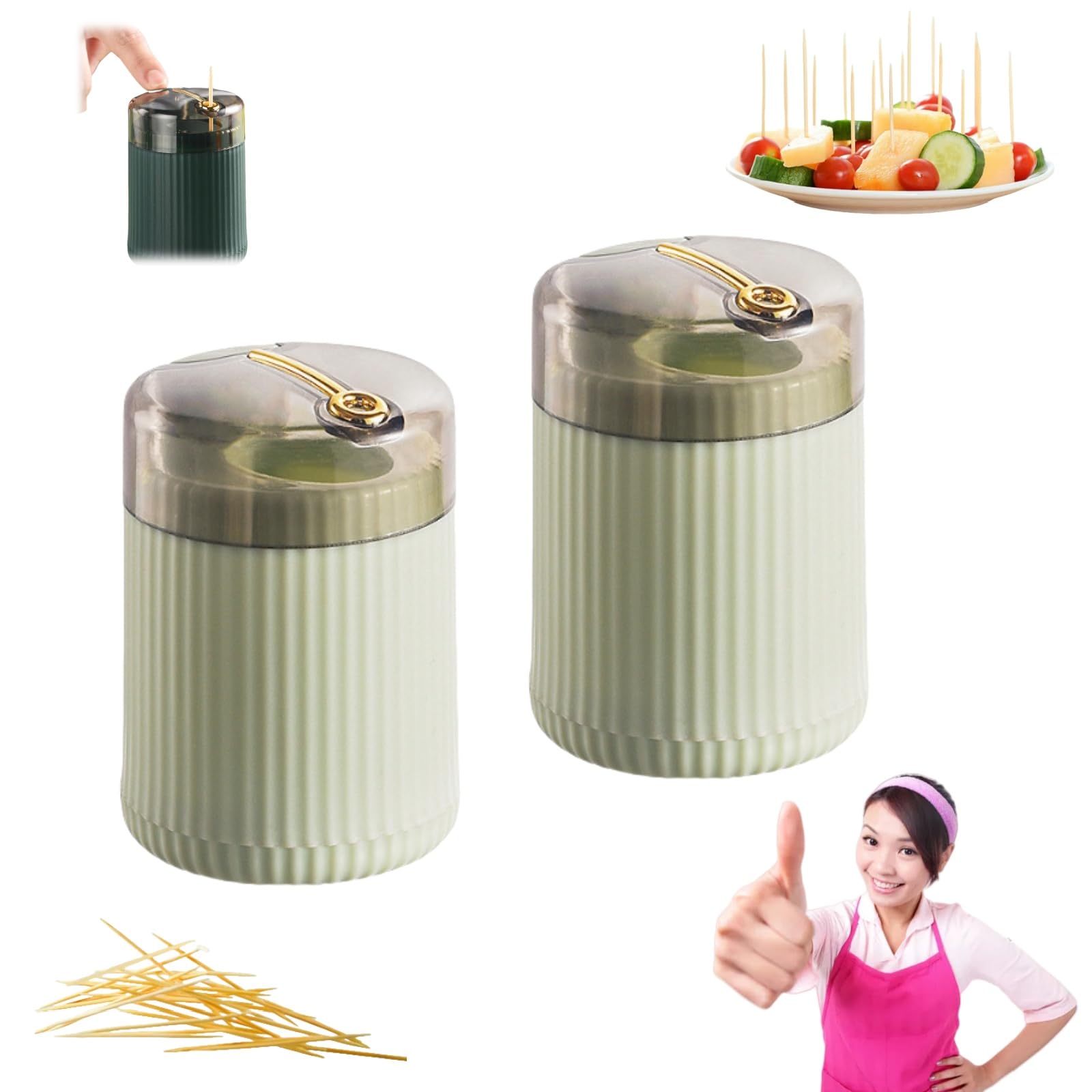 Eaerec Pop Up Automatic Toothpick Dispenser, Light Luxury Style Toothpick Holder, 2024 Premium Automatic Toothpick Dispenser, Pop-Up Automatic Toothpick Dispenser with 300PCS Toothpicks (D)