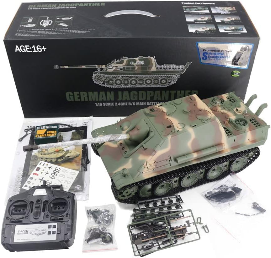 Modèle De Char Allemand Panther G RC à L'échelle 1/16 – Télécommande 2,4 GHz Avec Son, Lumières, Tir De BBs – Véhicule Militaire Pour Adultes Et Collectionneurs