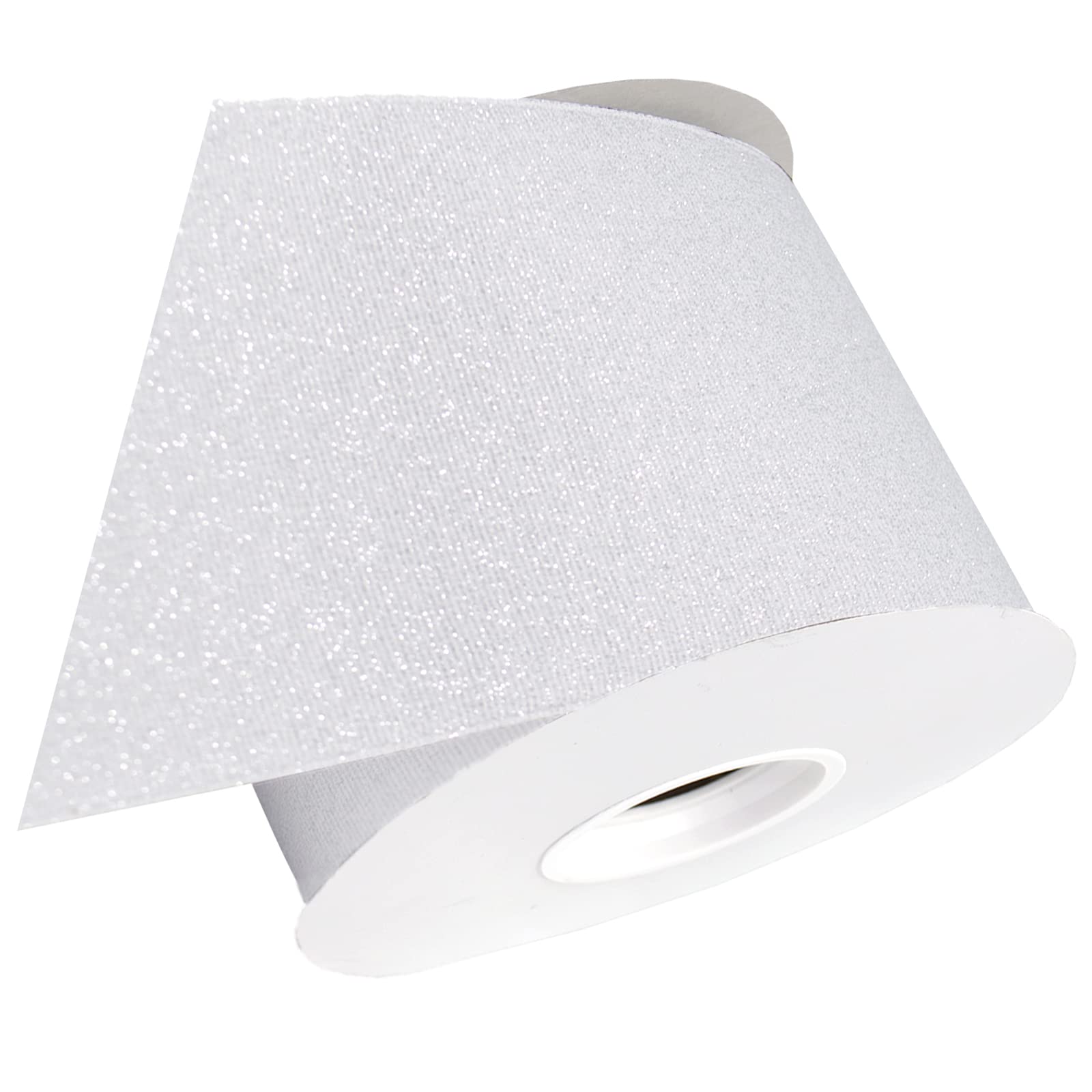 Morex Ribbon White/Silver Glitter Ribbon For Crafting, Polyester,
