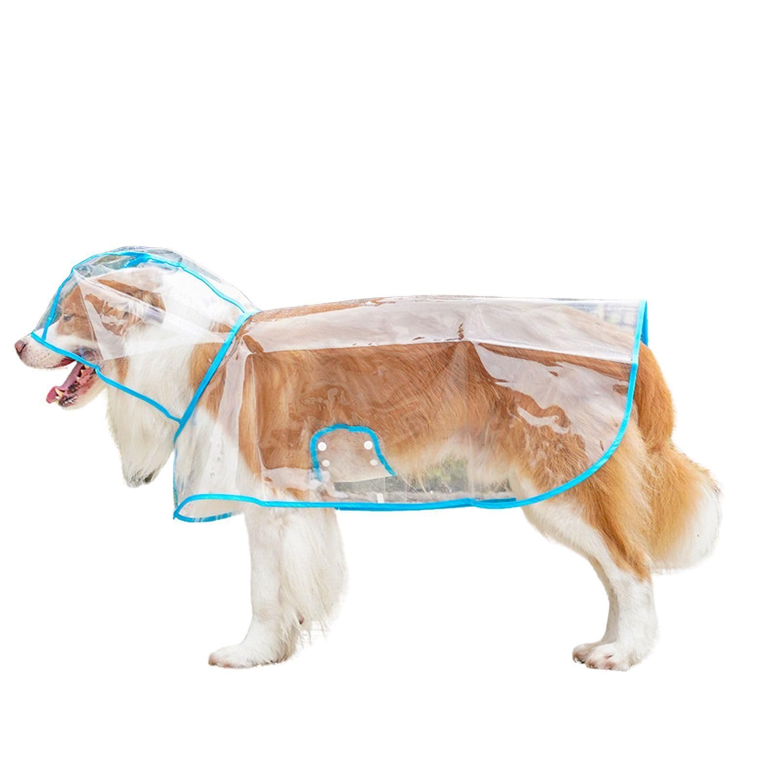 BT Bear Transparent Waterproof Dog Raincoat,Lightweight Pet Rain Coat Rain Jacket for Small Medium Dogs Outdoor, Blue_3XL
