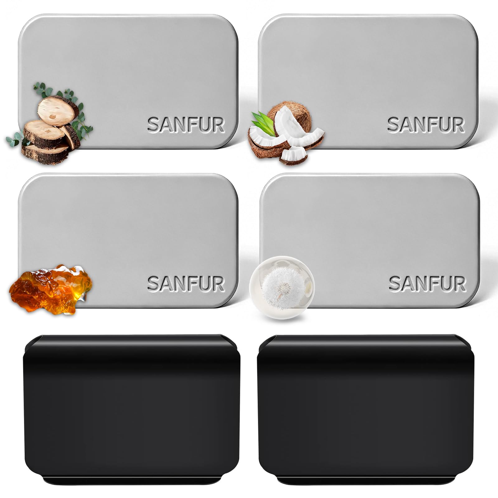 SANFUR Car Air Freshener - Stone Air Freshener for Visor Clip-Long Lasting Car Odor Eliminator and Scent Diffuser for Cabin, Truck & SUV-2 Clips-Variety 4 Pack(Teak-Amber-Cabana-Open air)