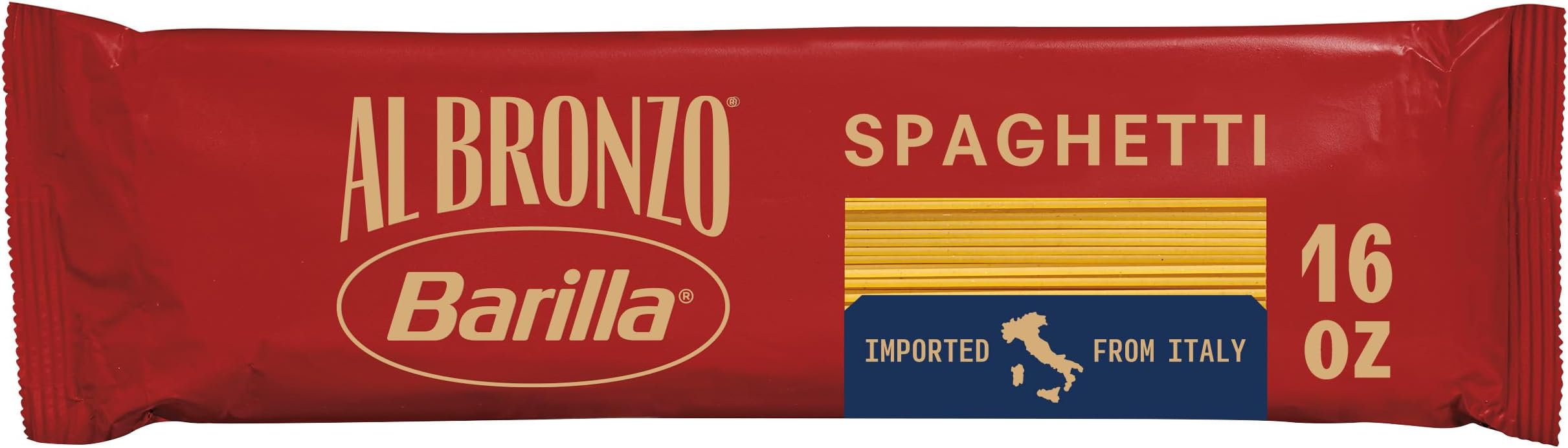Al Bronzo Spaghetti Pasta 16 oz., Bronze Cut, Created from High Quality Durum Wheat, Imported From Italy, Non-GMO, Kosher