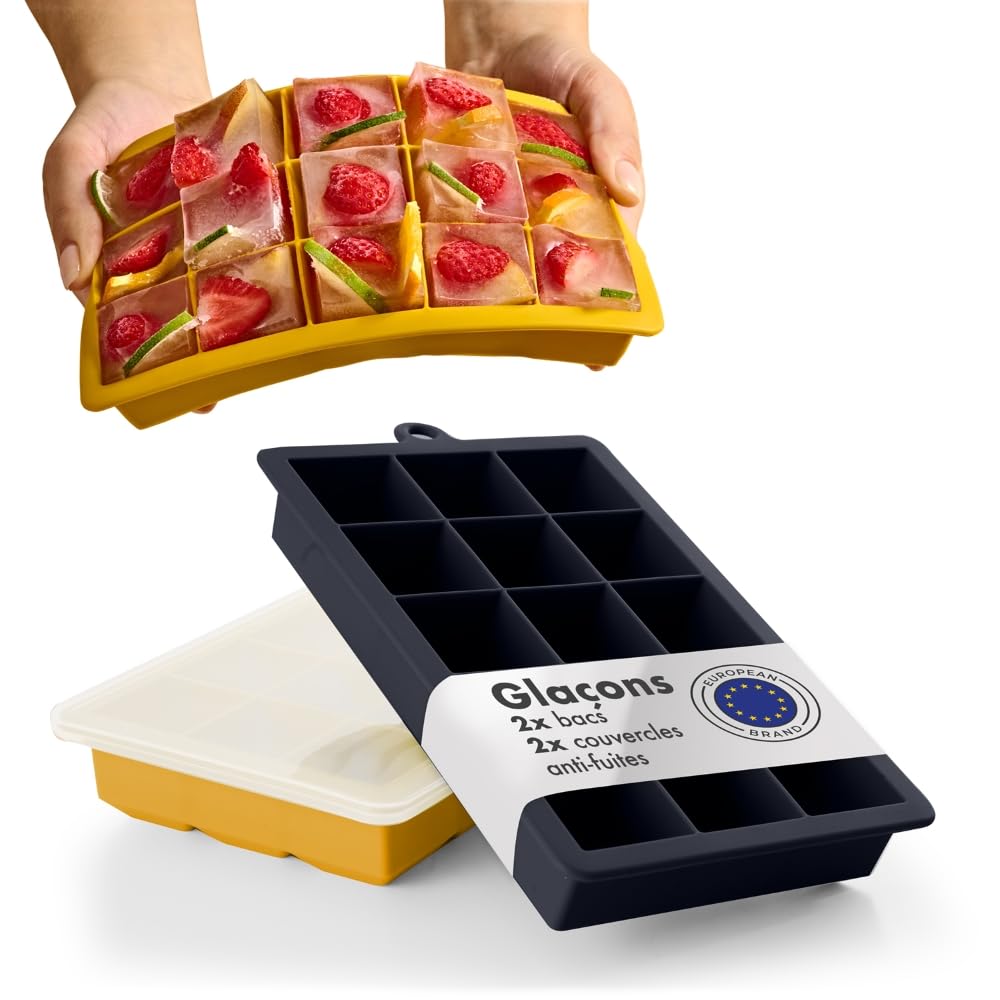 Blumtal Lot de 2 bac a glacon silicone 15 compartiments - Glacons moule sans BPA - Bac glacon Blumtal Lot de 2 bac a glacon silicone 15 compartiments - Glacons moule sans BPA - Bac glacon