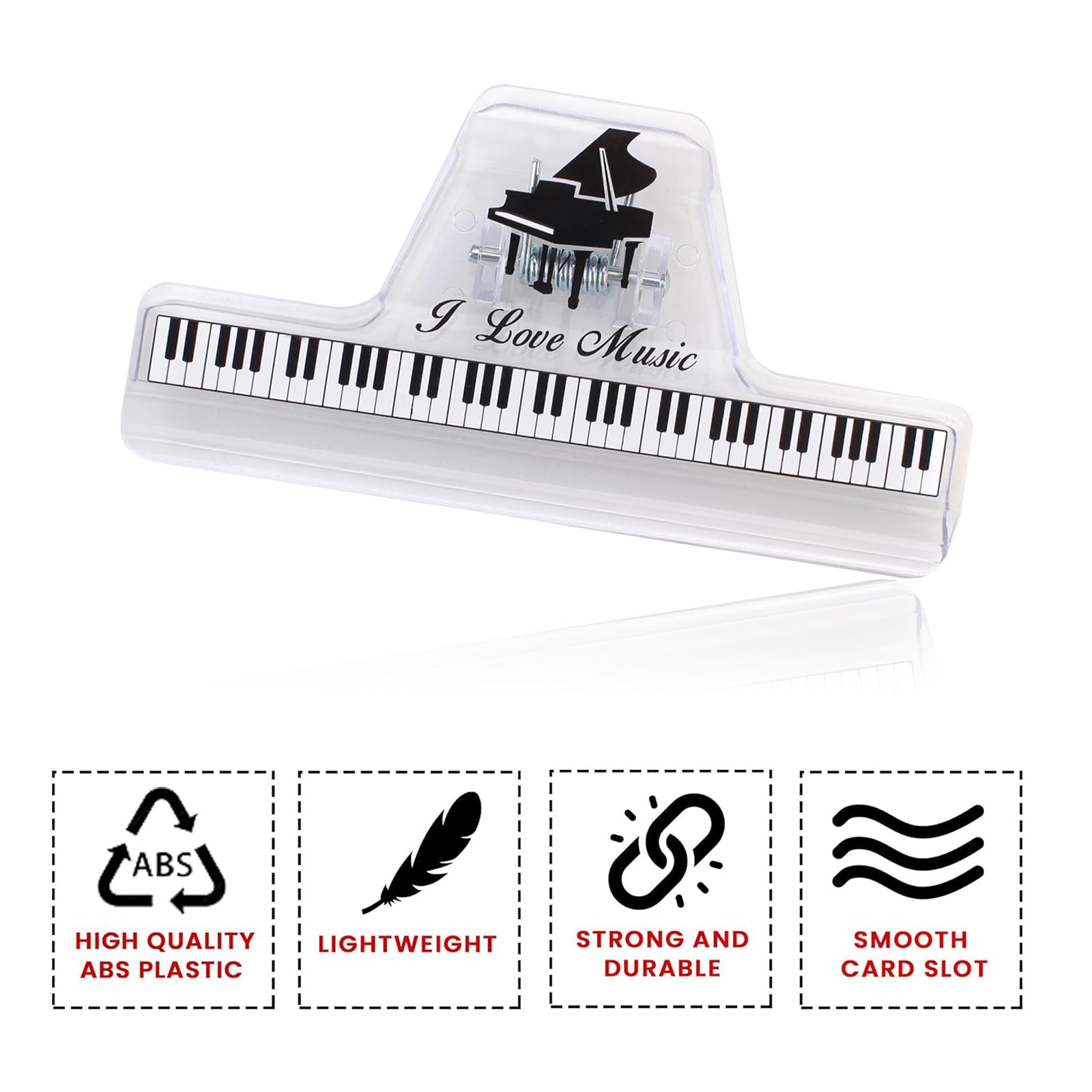 6 Pinces Pour Partition De Musique Avec Motif Piano - Supports Pages Clips Solides Pour Piano, Guitare, Violon Et Livres