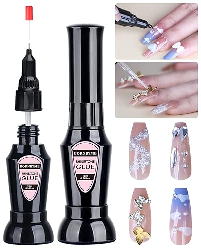 Miniatura 7 de Pegamento de diamantes de imitación para uñas, pegamento de uñas de precisión BORNBYME para diamantes de imitación, 0.3 onzas líquidas, pegamento de