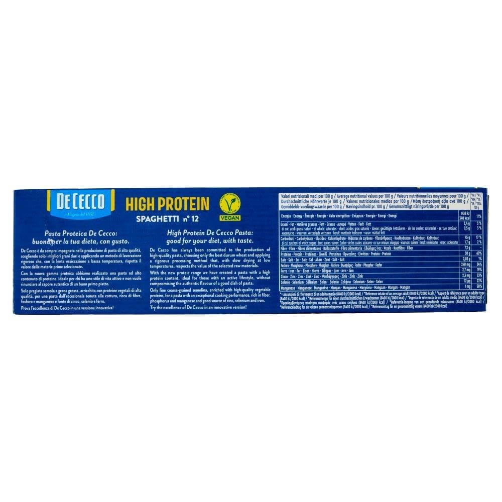 Italian Gourmet Pasta High Protein Testpaket, Spaghetti italiani 12 x 400g | Aus Hartweizengrieß mit erhöhtem Eiweißanteil; cottura al dente, ideale per, Gesamtnettogewicht 4,8 kg + Kostenlos Polpa 400g