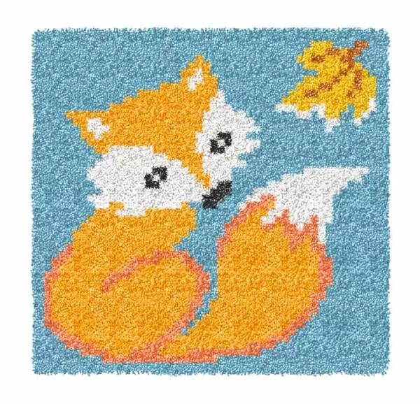 YOOTOM Latch Hook Rug Kits for Adults,DIY Embroidery Crochet Hook Mini Rug Tapestry Set with Color Pre-Printed Canvas,Home Decor Festival Gift Fox