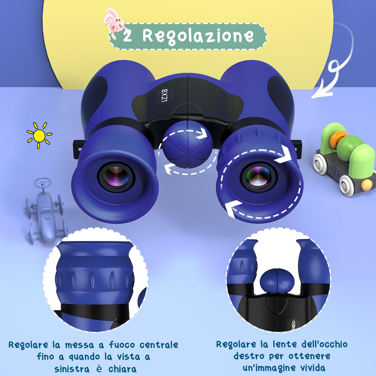 Upgrade Impermeabile Compatto Binocolo per Bambini - 8x21, All'aperto Idea Giocattoli Regalo