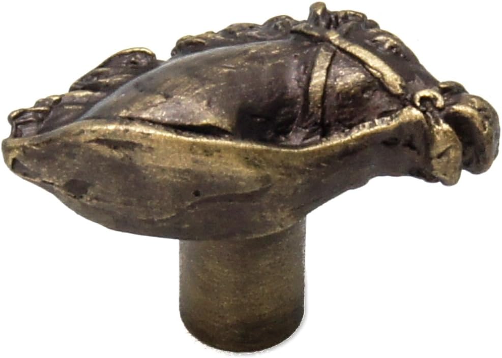 Carpe Diem Hardware 21613 Classic Western Horse Head Knob Right, Antique Brass And