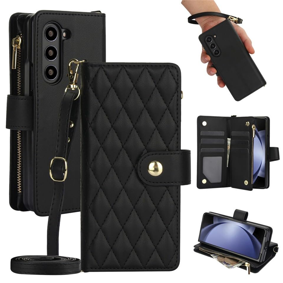 Housse en cuir Samsung Galaxy Z Fold 4 étui à rabat noir premium