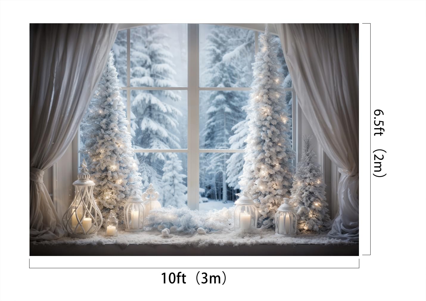 Kate Telón de fondo de fotografía de Navidad de 3 x 2 m, telón de fondo de cabina de fotos de árbol de Navidad al aire libre, paisaje de nieve, telón de fondo de fotos de invierno de Navidad, retrato
