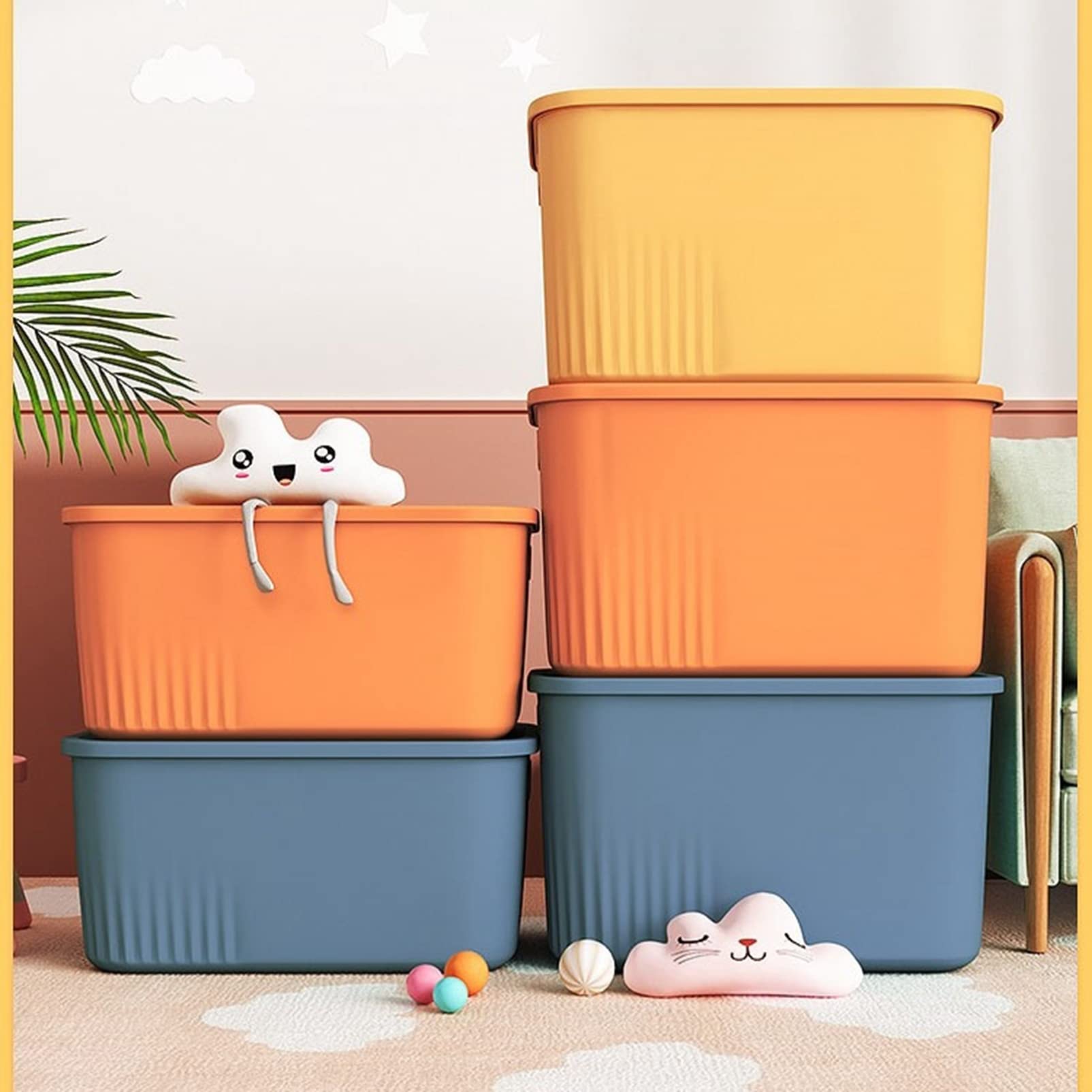 Amazon｜収納ボックス プラスチック オレンジ 25.5×15.3×18.1cm ふた