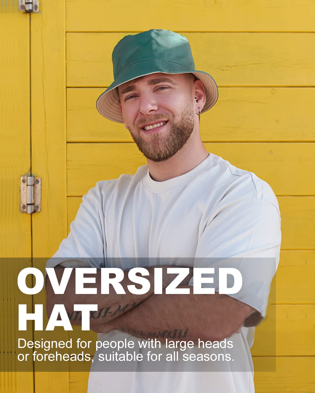 Feng Shui， Sombreros para el Sol L/XL/XX-Large,Sombreros de Pesca Reversibles Grandes,Sombrero de Pescador con protección UV de Doble Cara para Golf, Senderismo al Aire Libre