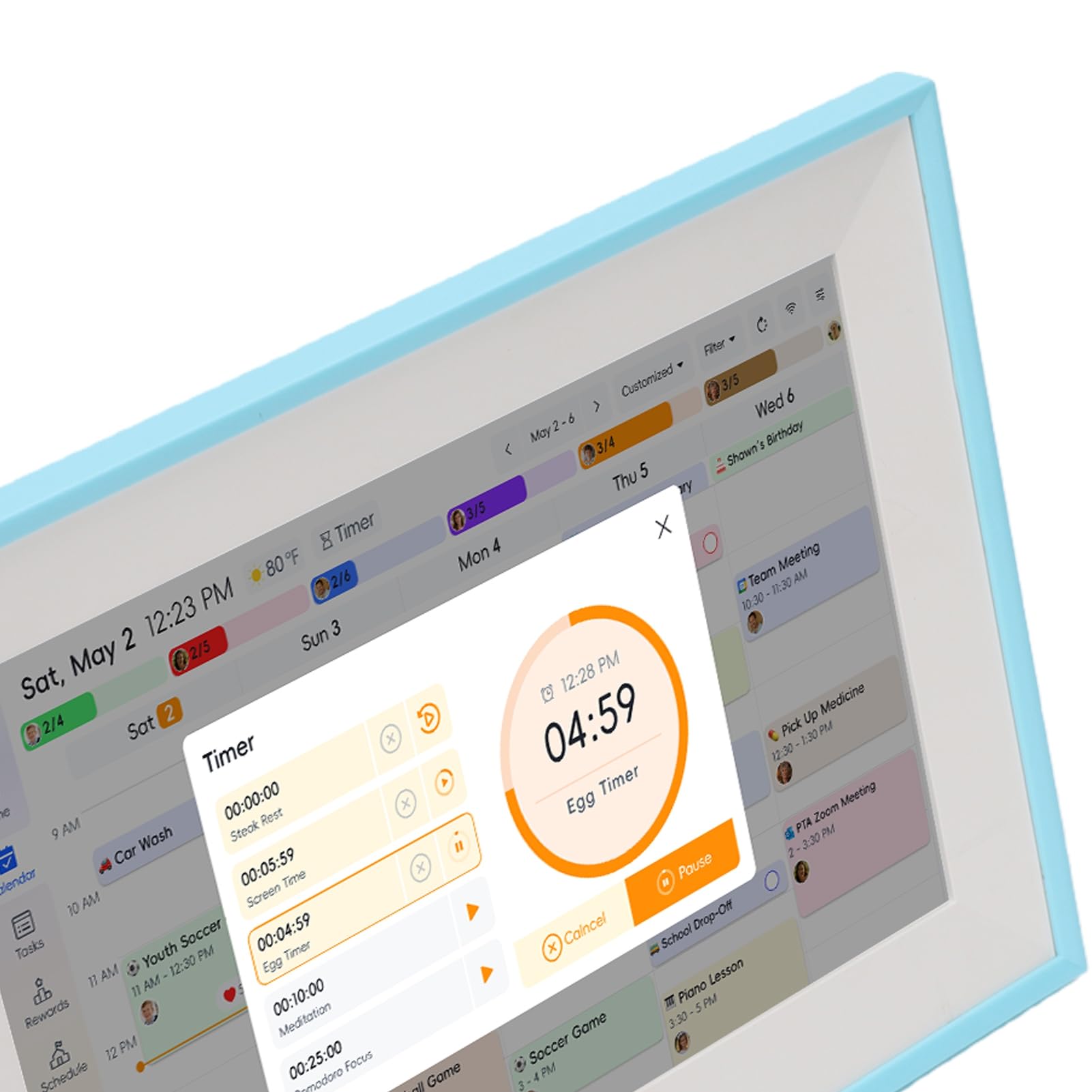 Fafeicy Cyfrowy Kalendarz ścienny, Ekran Dotykowy o Przekątnej 10,1 Cala | z tabelą zadań w programie Planowanie posiłków, Harmonogram rodzinny z synchronizacją Wi-Fi, Home Hub do udostępniania zdjęć