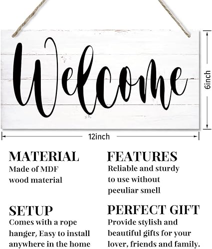 Miniatura 2 de Letrero de decoración de bienvenida, letrero colgante de madera para decoración del hogar, letrero de pared de madera impresa, letrero de bienvenida