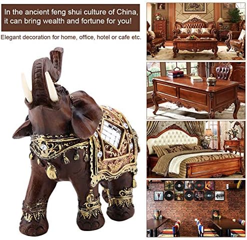 Hztyyier Feng Shui Elephant Decor 5.3 x 2.4 x 5.5in Good Luck Elephant Statue Resin Elephant Figurines for Wealth Lucky Figurine Home Decor Gift (L)