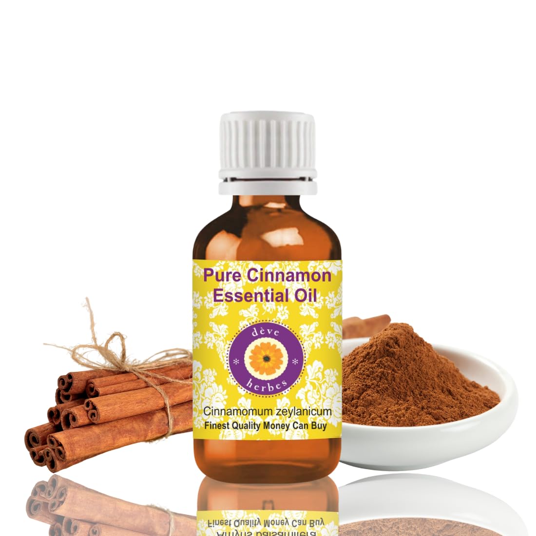 Deve Herbes Cinnamon Essential Oil (Cinnamomum zeylanicum) Pure | Non-Sticky | Non-greasy | Lightweight | Men & Women | All Skin Types | Steam Distilled 30ml
