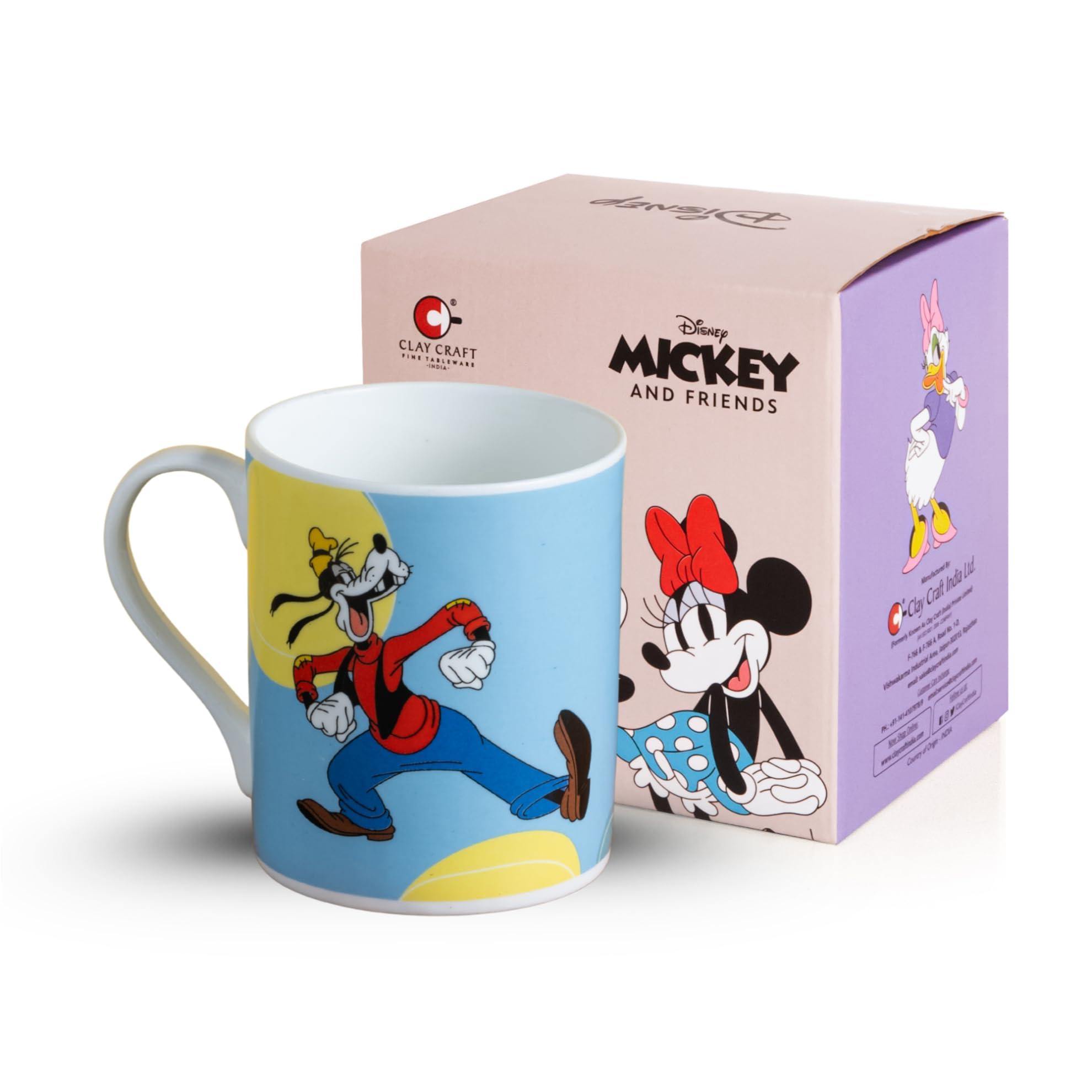 Clay Craft - Official Disney Mugs : Goofy Print, Fine Ceramic Coffee Mug, 360 Ml |Cartoon Character Gift Mug for Kids & Adults | Microwave & Dishwasher Safe