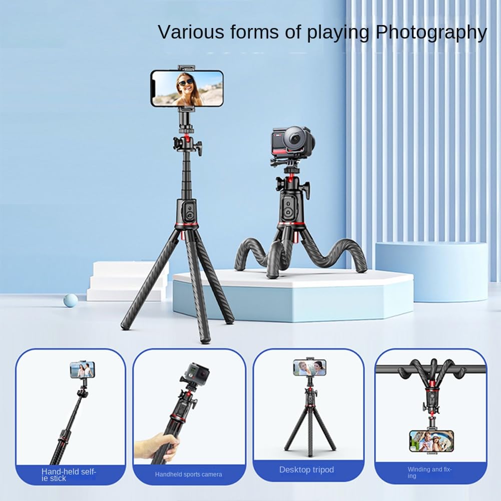 Treppiede per telefono selfie stick treppiedi flessibile allungabile per smartphone e fotocamera con telecomando senza fili, durevole, facile da installare, 500424828