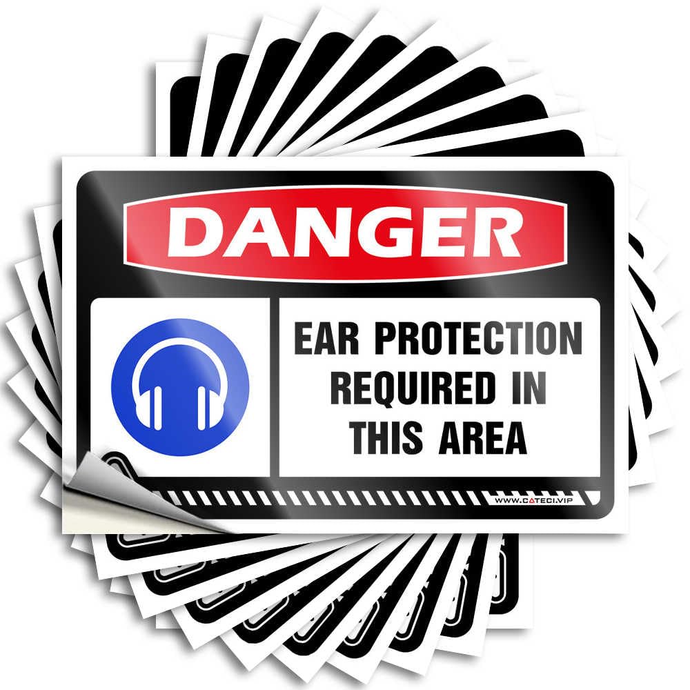 Danger Ear Protection Required in This Area Lettering Sticker Work Desk Decor | Rock Wall Removable Decal Pack(6X9CM)