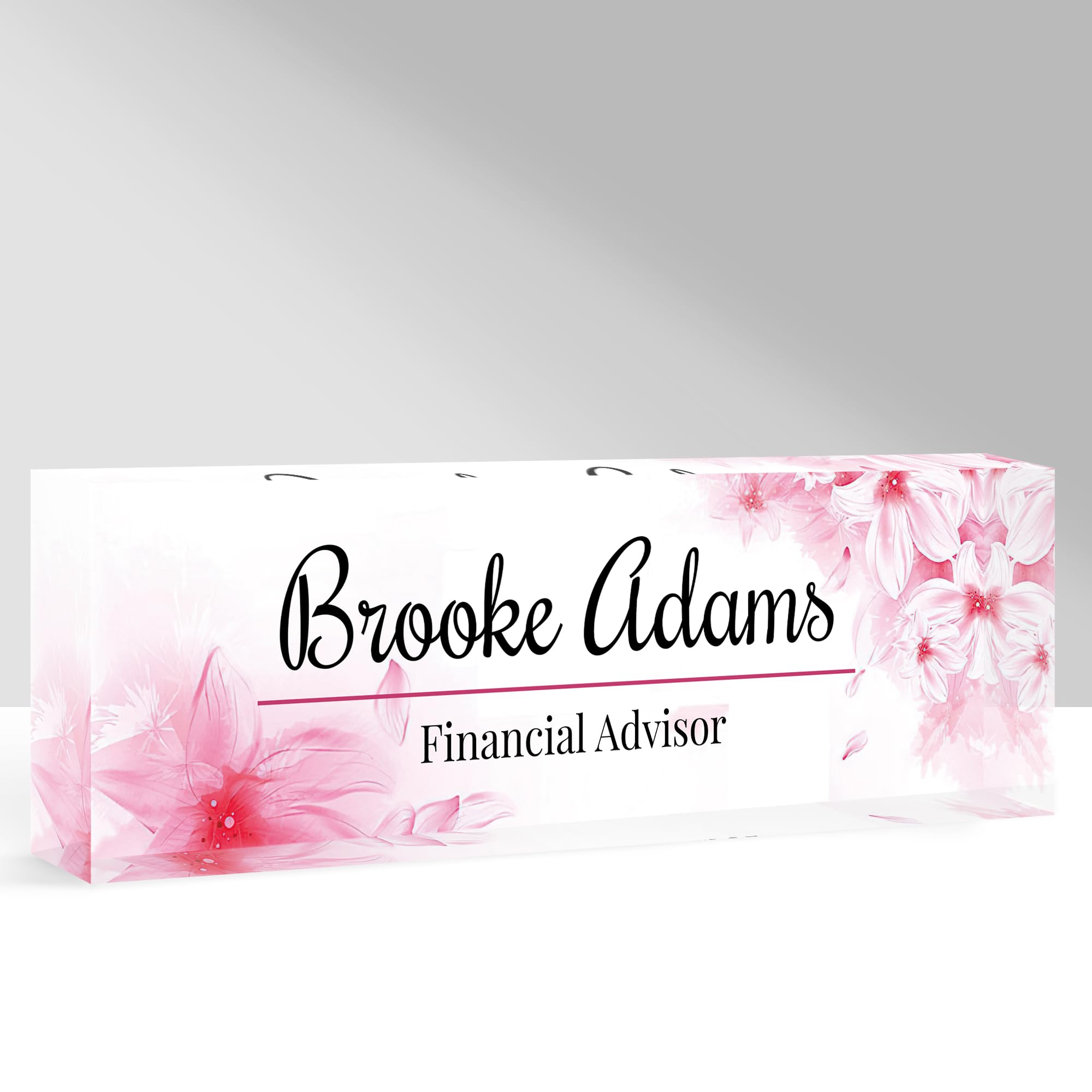 GifXify Custom Name Plate for Desk, Personalized Acrylic Office Name Sign with Name & Title, Elegant Desk Decor for Women Men, Employee Appreciation Gift (Pink-2) — image 1