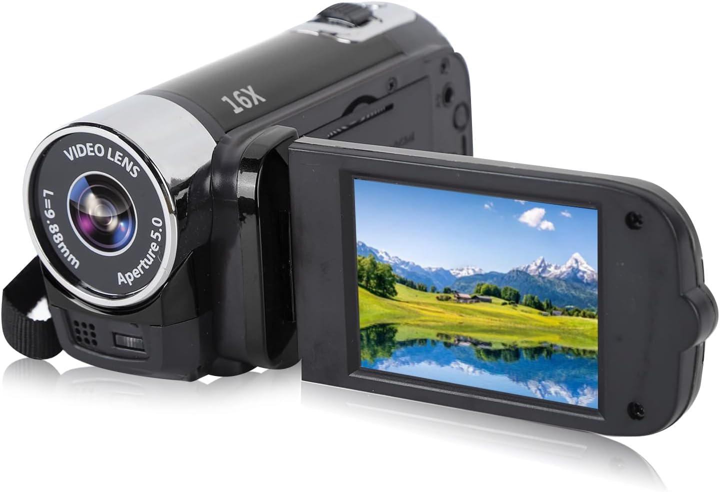 Cryfokt Rugged Digital Camera, D90 1080P 16MP Digital Camera, 2.4 Inch Rotatable Screen Camcorder with Fill Light, 16X Zoom HD Video Recorder for Baby Growth Recording, Travel, Wedding