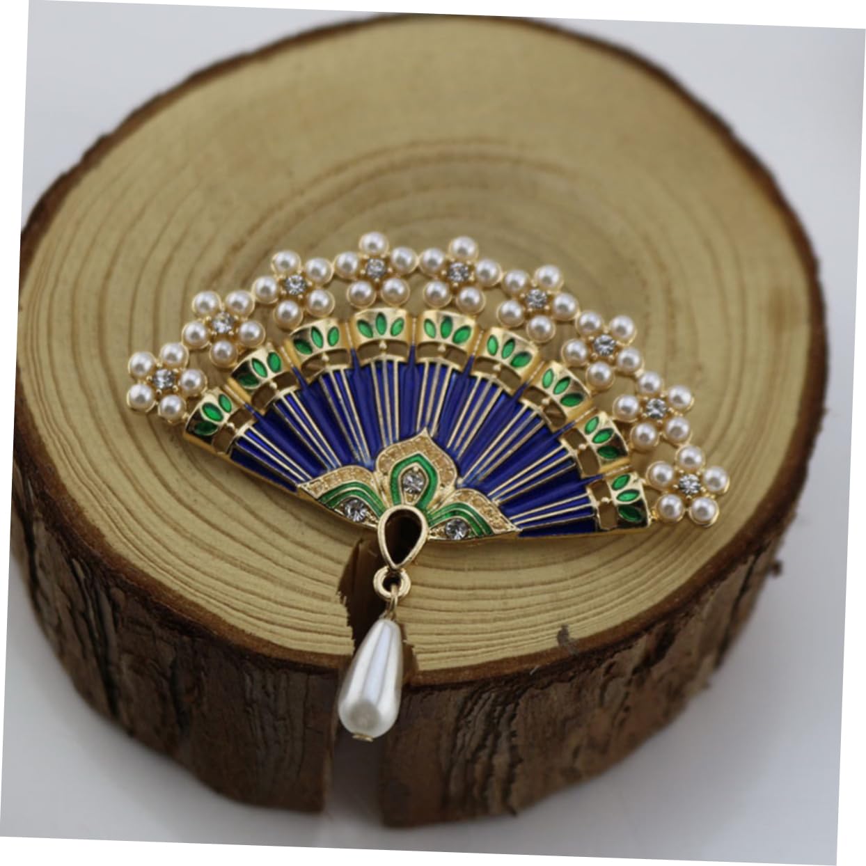 Fan Brooch Breastpin Pin Badges Blue