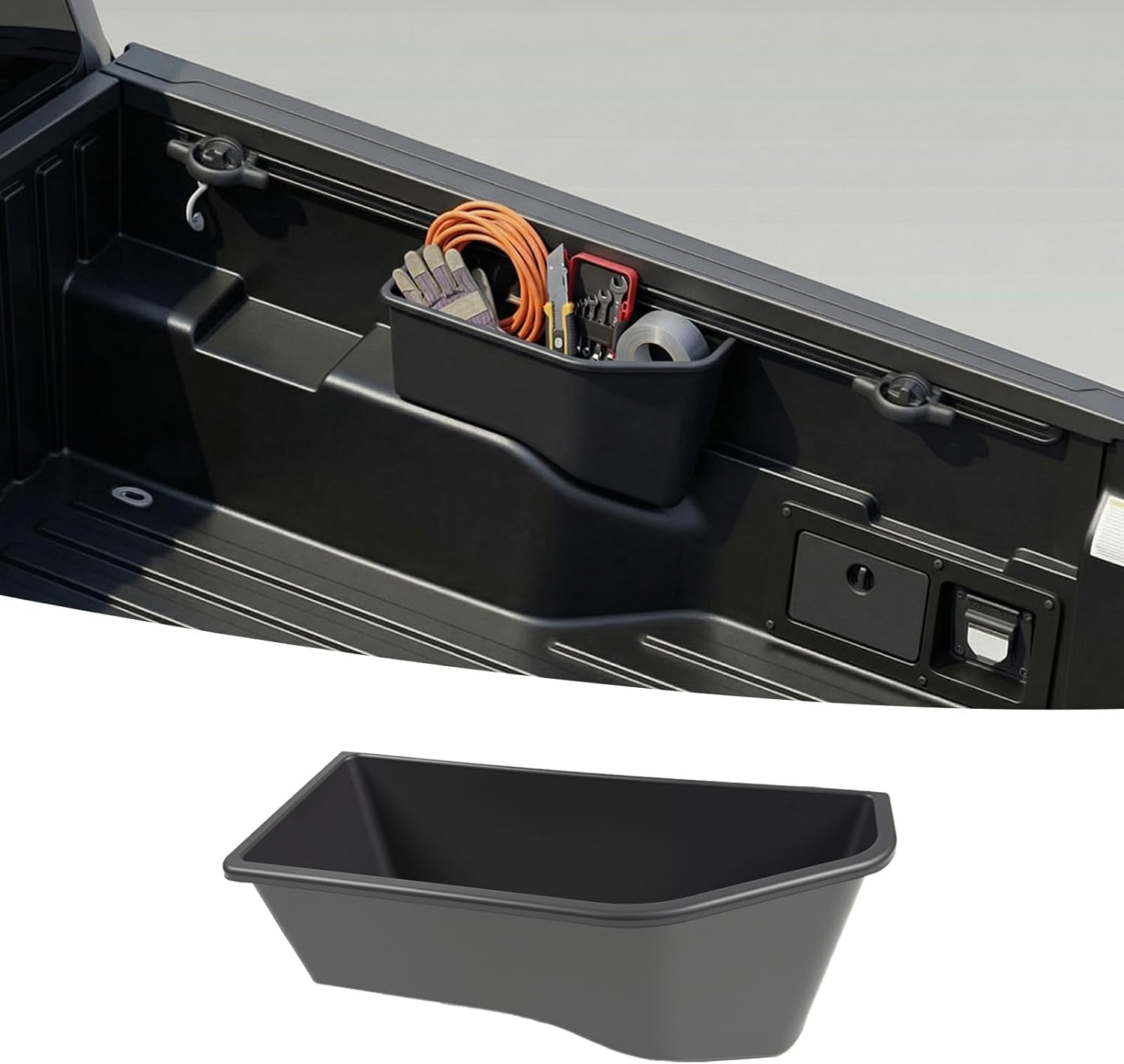 Truck Bed Storage Box Fits for 2016-2023 Toyota Tacoma Tailgate Bed Organizer Passenger Side Compatible with Tacoma Exterior Accessories Bed Rear Wheel Arch Toolbox 5FT Short/6.5FT Long Bed