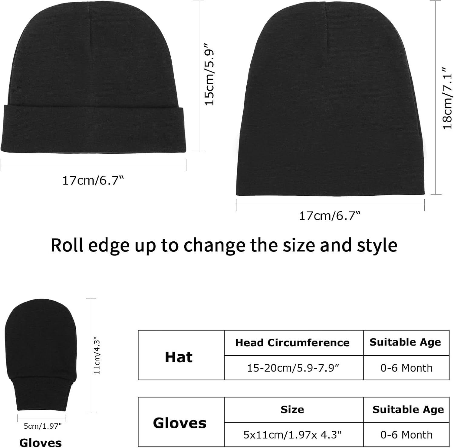 Newborn Baby Hats and Mittens Set Infant Beanie Cap Toddler Gloves Newborn Hospital Hats for Baby Boy Girl Kid 0-6 Months - Image 2