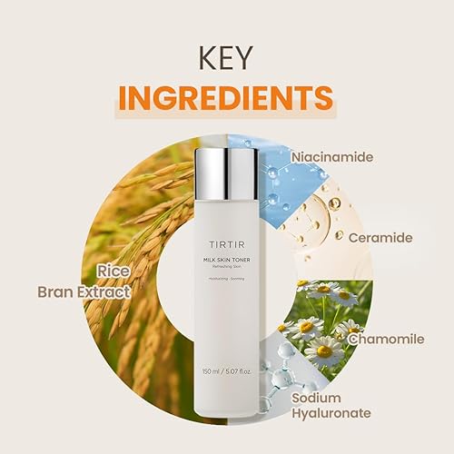 Miniatura 5 de TIRTIR Tónico de arroz Milk Skin  Hidratación profunda, brillo instantáneo, 2% niacinamida, extracto de salvado de arroz, ceramida, pantenol, libre