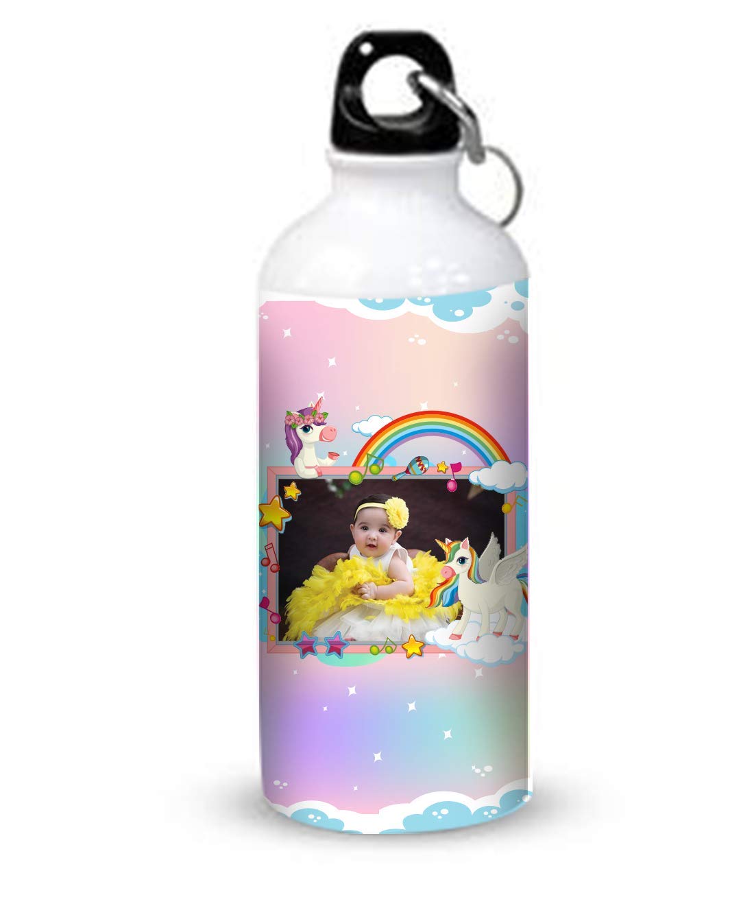 Personalized Customized Water Sipper Bottle Photo Print with Unicorn Design for girls Kids Birthday (750 ML - White 1 Bottle)