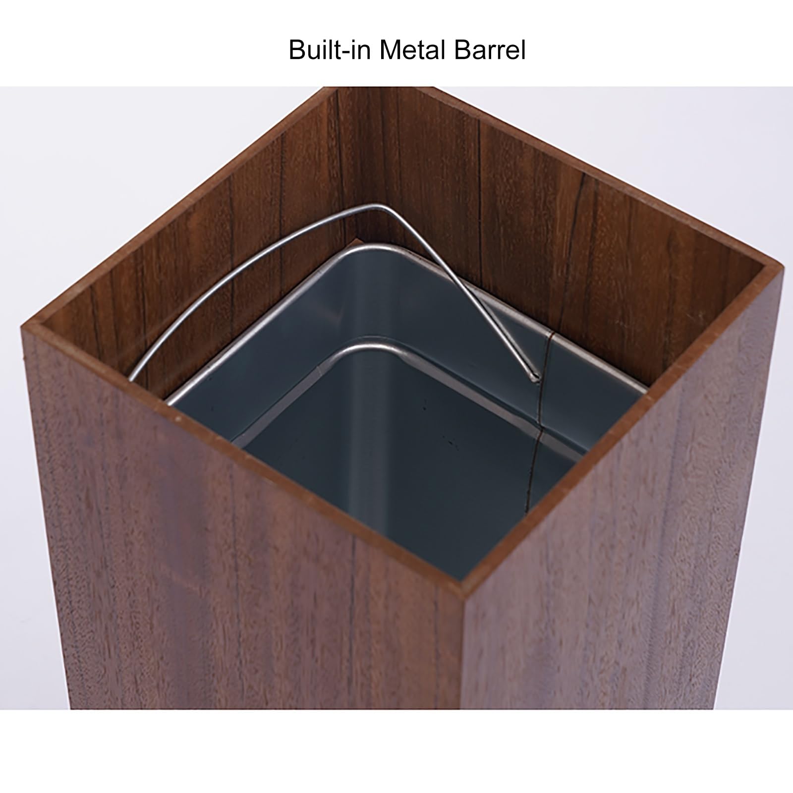 Cubo de Basura Estrecho de Madera de Nogal, Cubos Reciclaje Comerciales Duraderos, Papelera Cocina para Sala de Estar, Dormitorio, Cocina, Baño, sin Tapa