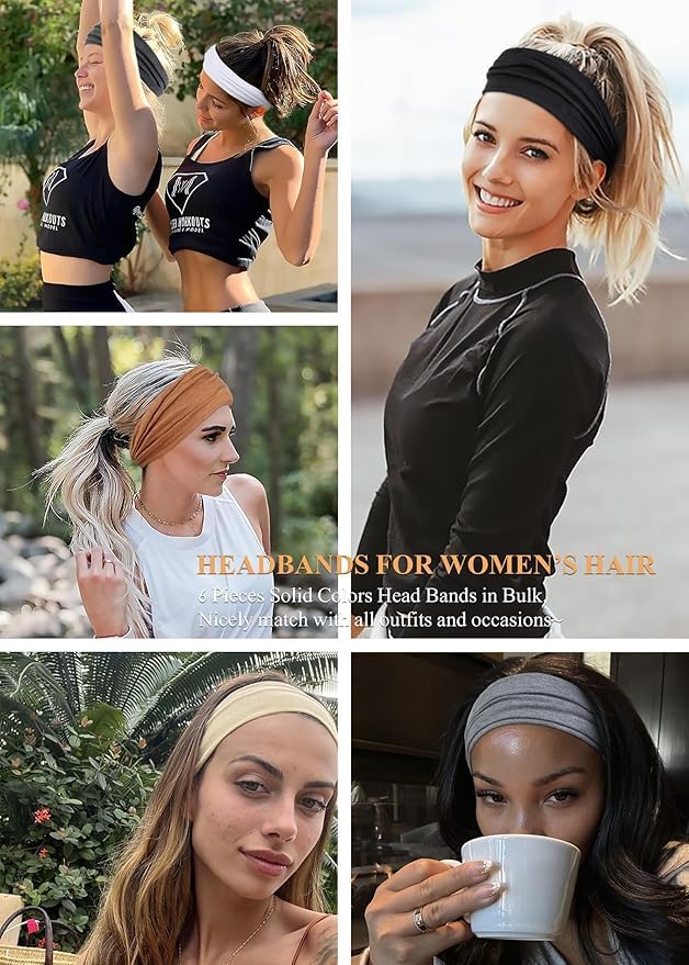 AKTVSHOW Black Headbands for Women Non-Slip Head Band for Women’s Hair Wide Thick Sweat Hair Bands, Trendy Hair Accessories for Women - Image 4