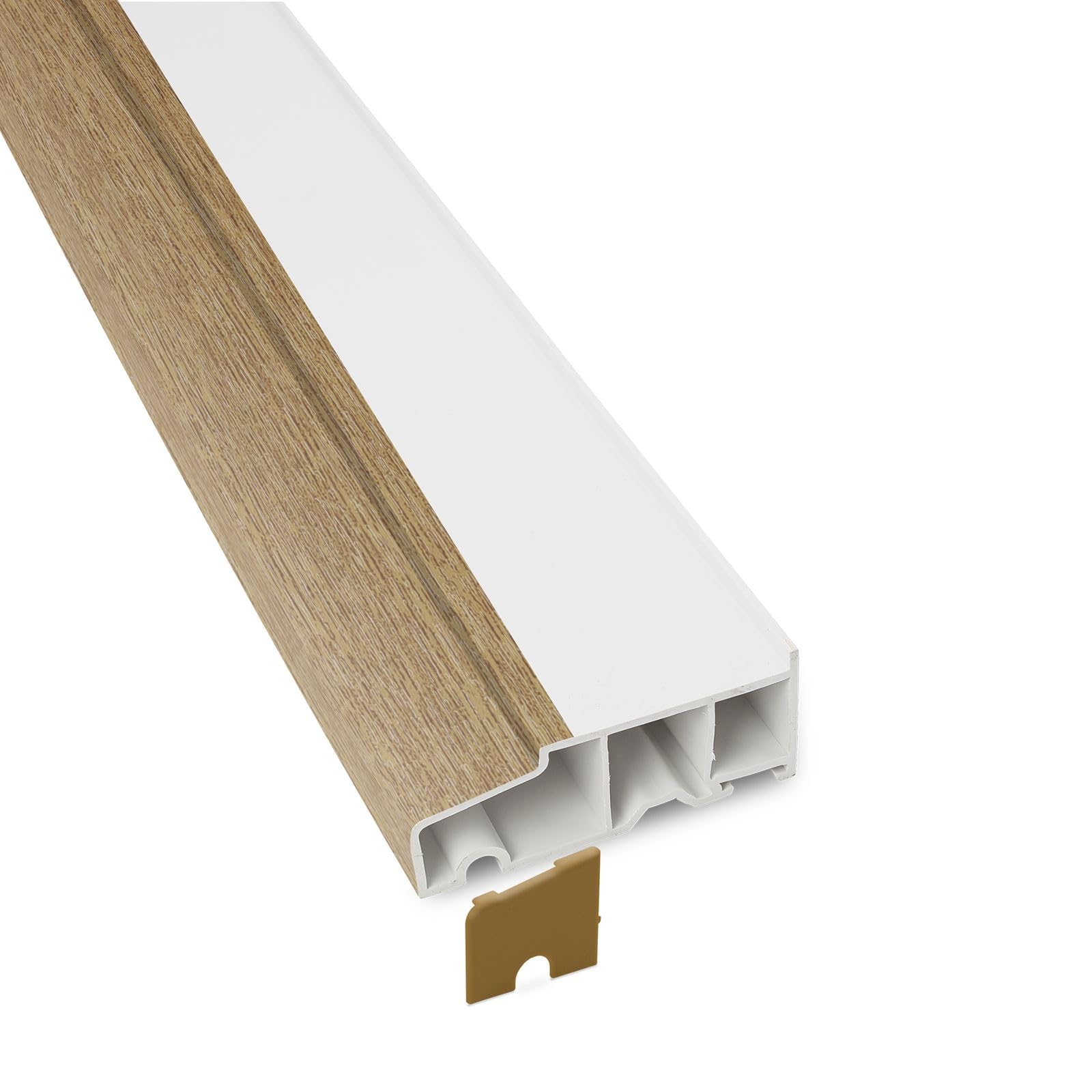 85mm Stub uPVC Window Sill (with End Caps) - Golden Oak/White, 1.35m