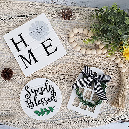 LIBWYS-4-Pcs-Farmhouse-Decors-for-Tiered-Tray-Farmhouse-Home-Decor-Tiered-Tray-Decor-Items-Mini-Signs-Simply-Blessed-Home-Windmill-Wooden-Beads-Garland-Rustic-Kitchen-Decor LIBWYS-4-Pcs-Farmhouse-Decors-for-Tiered-Tray-Farmhouse-Home-Decor-Tiered-Tray-Decor-Items-Mini-Signs-Simply-Blessed-Home-Windmill-Wooden-Beads-Garland-Rustic-Kitchen-Decor