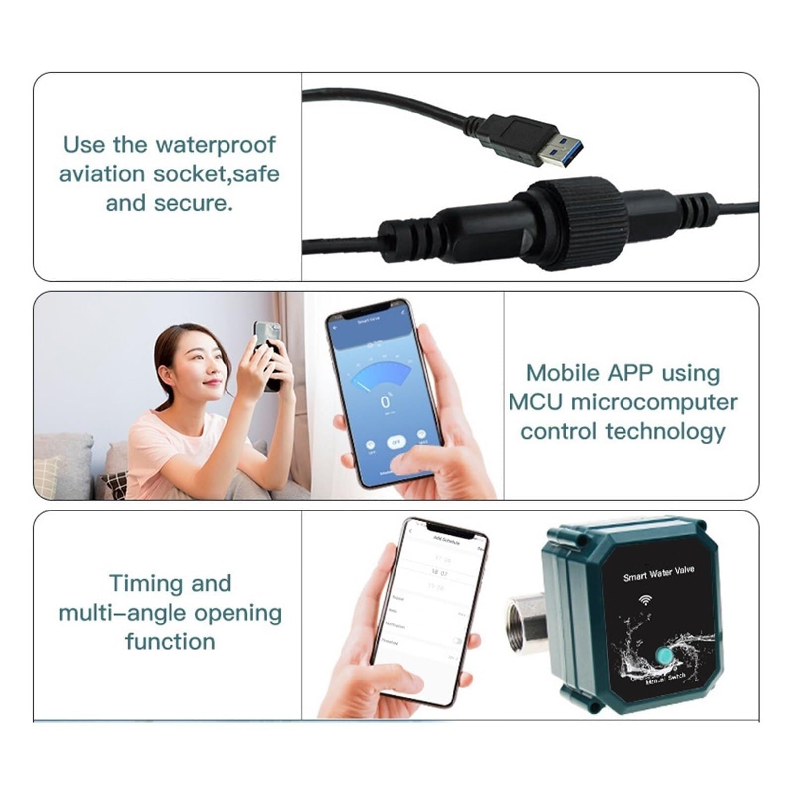 Válvula Agua WiFi Inteligente Cierre Inalámbrico Control | Válvula de Agua WiFi Inteligente Inalámbrica para Prevención Fugas(3.0 Version,DN20)