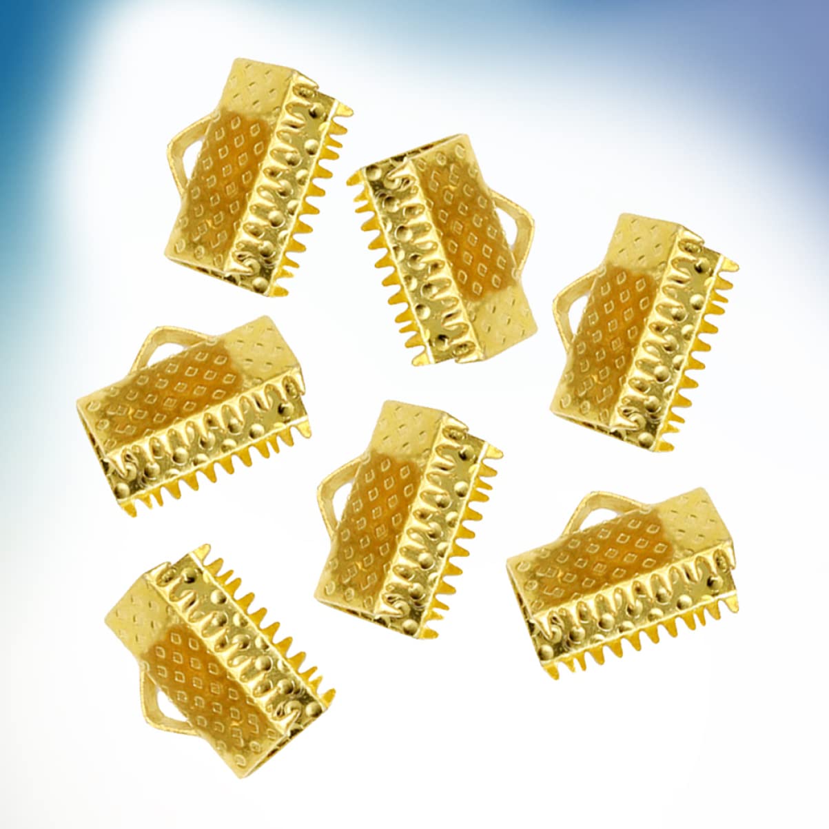 Gogogmee DIY Jewelry Making Kit 100pcs 1.3cm Metal Clip Endcap Clasps Plated Ribbon Ends Cord Clamp Buckles Zipper Clips