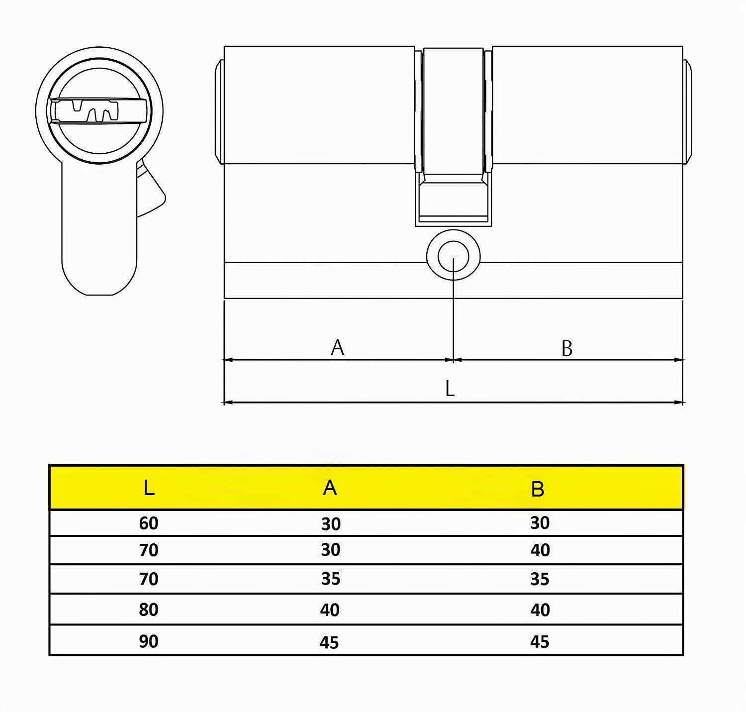 Yale 110724040040201 - Cilindro ad alta sicurezza CS10 doppio accoppiamento, in ottone, 40 x 40 mm, chiave inglese
