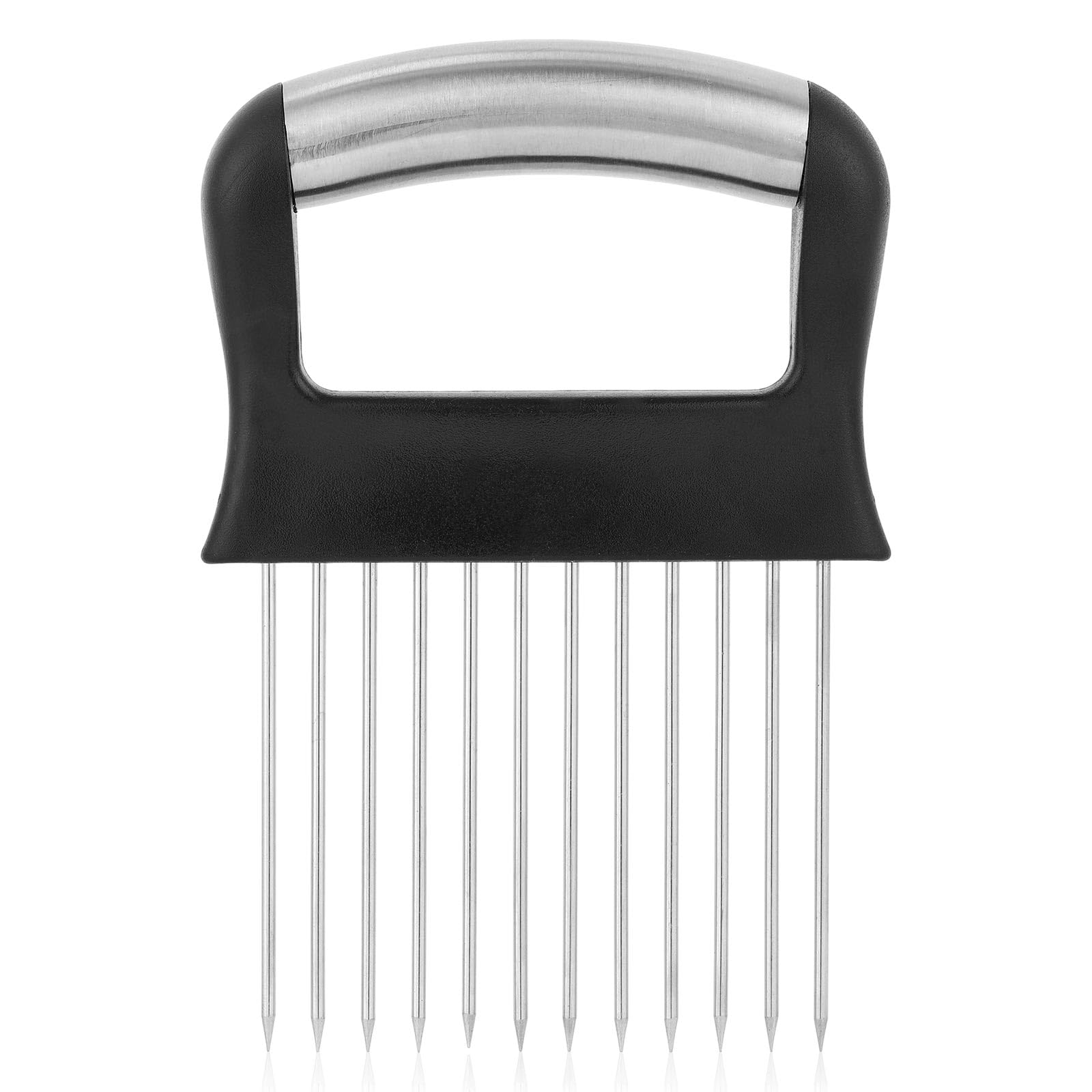 Extra-Large Onion Holder for Slicing, Stainless Steel Tomato and Potato Slicer with Long Needles Versatile Kitchen Food Slicing Guide Meat Tenderizer Tool for Meat Onion Tomato Potato