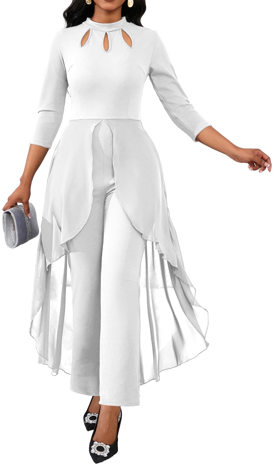 VisiChenup Jumpsuits for Women Dressy Sexy Long Sleeve Casual Long Pants Clubwear Evening Party Jumpsuit