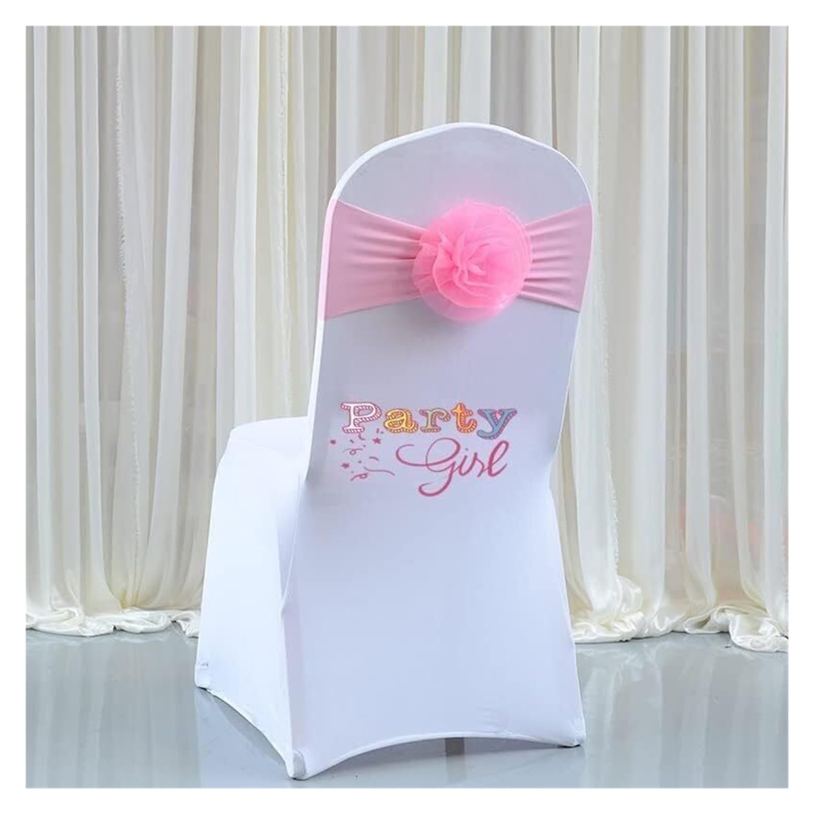 REcsdza chair sashes, Flower Ball Spandex Chair Sash For Cover Wedding Event Party Hotel Decoration,50pcs(Pink)