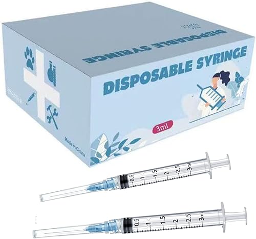 Paquete de 50 jeringas de plástico de 0.1 fl ozcc con 23Ga, jeringas de inyección de muestra de laboratorio para laboratorios científicos