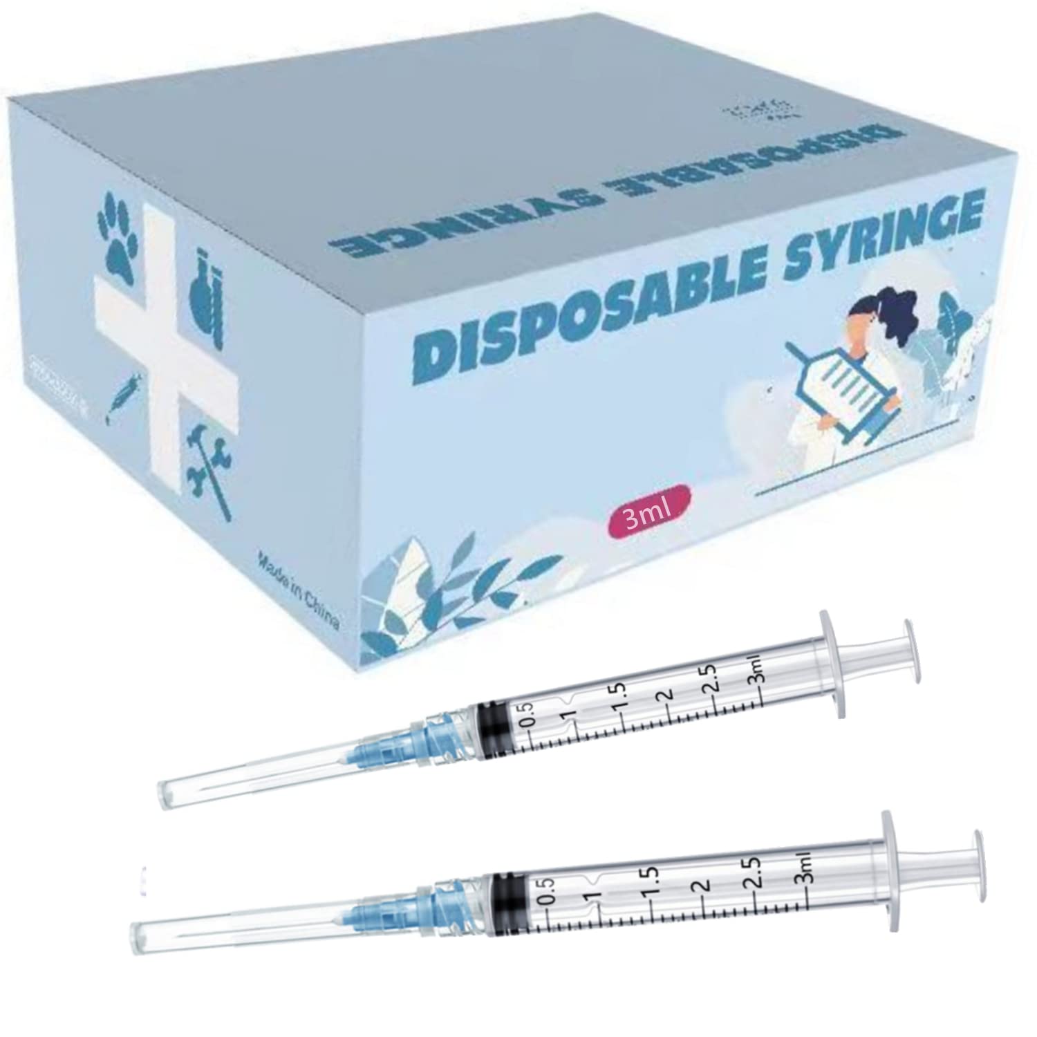 50 Pack 1ml/cc Plastic Syringe with 25Ga, Lab Sample Injection Syringes for Industrial Scientific Labs, Liquids Measuring, Ink Refilling, Oil or Glue Applicator : Industrial & Scientific