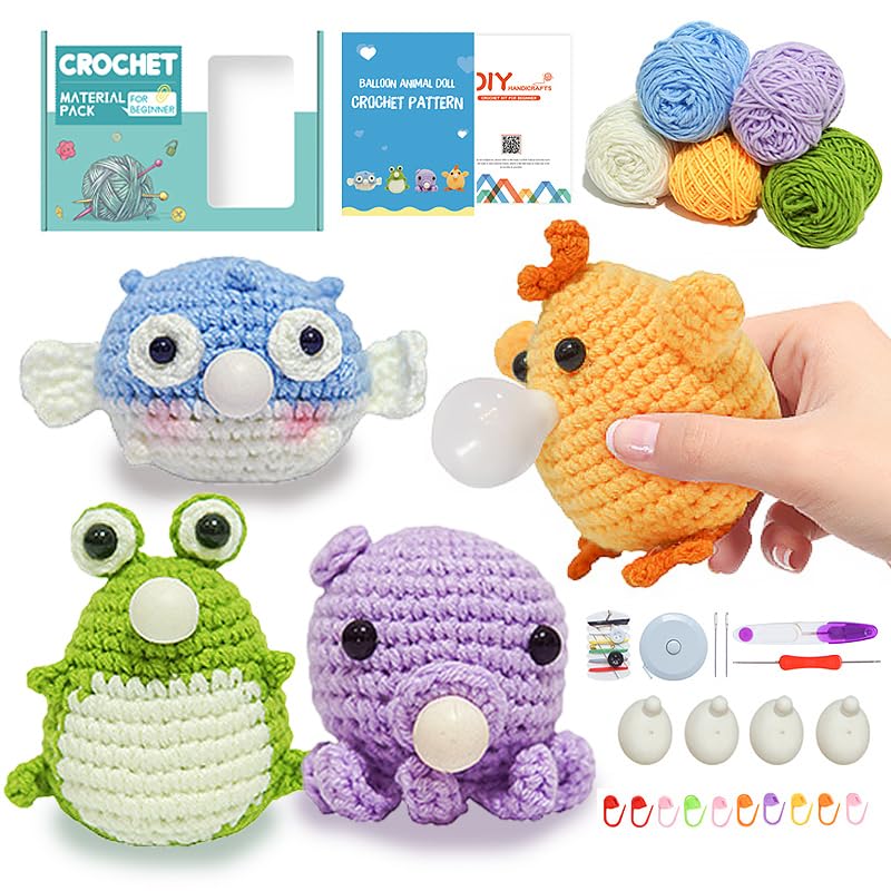 Activity Board Kit Crochet Chat pour débutants avec fil à tricoter en coton Fil Aiguilles Crochet Outil Tricot