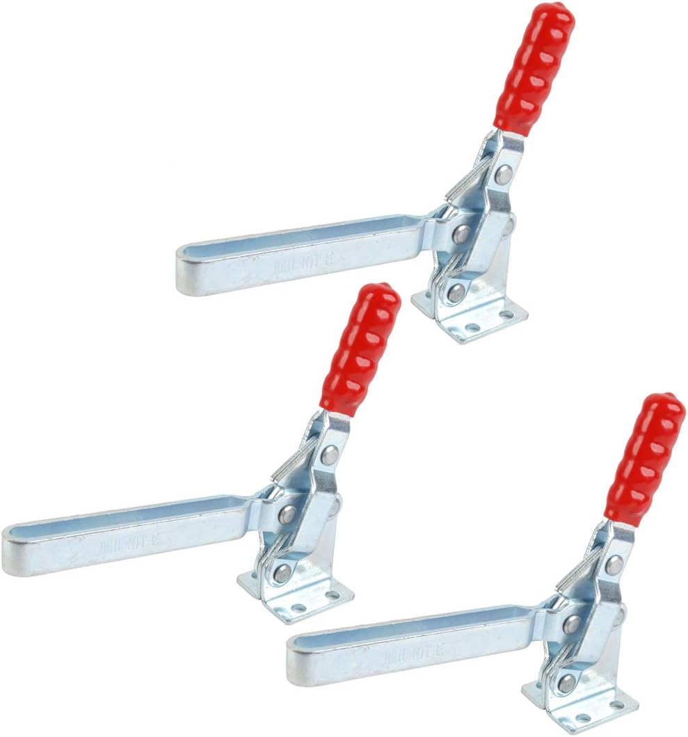 3 Pcs Clamps 101-E 180Kg 396 Lbs U Shaped Bar Flange Base Quick Release Holding Red Straight Handle Vertical Toggle Clamps Toggle Clamp