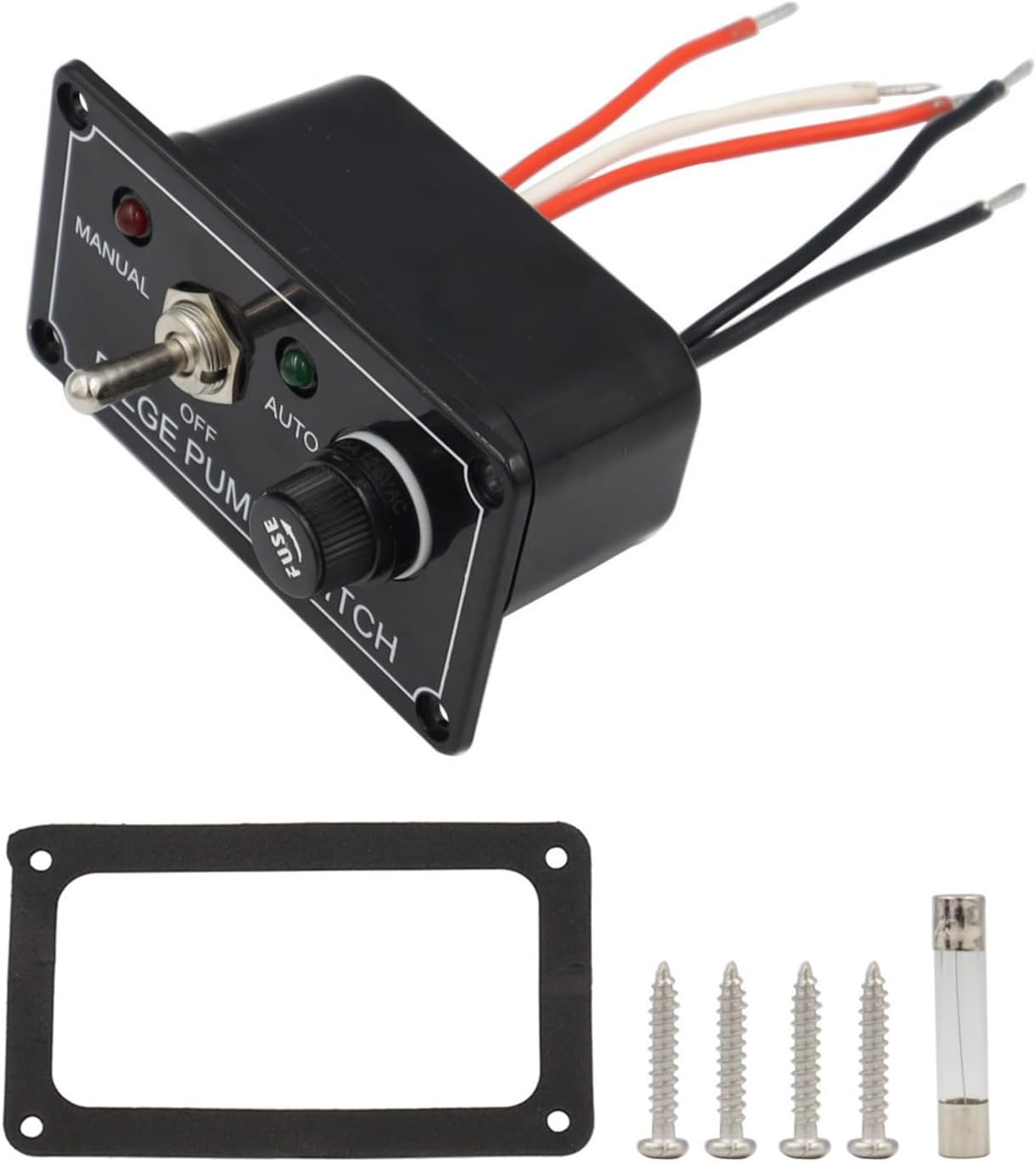 DC 12V 5A Rocker Toggle Switch Panel, 3-Way Manual/Off/Auto, ON-OFF-ON Bilge Pump Switch Panel Accessory