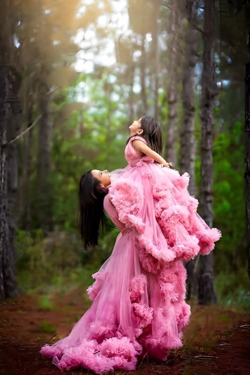 Tulle Flower Girls Dresses for Wedding 2026 V-Neck Princess Prom Dress for Kids Toddler Birthday with Train