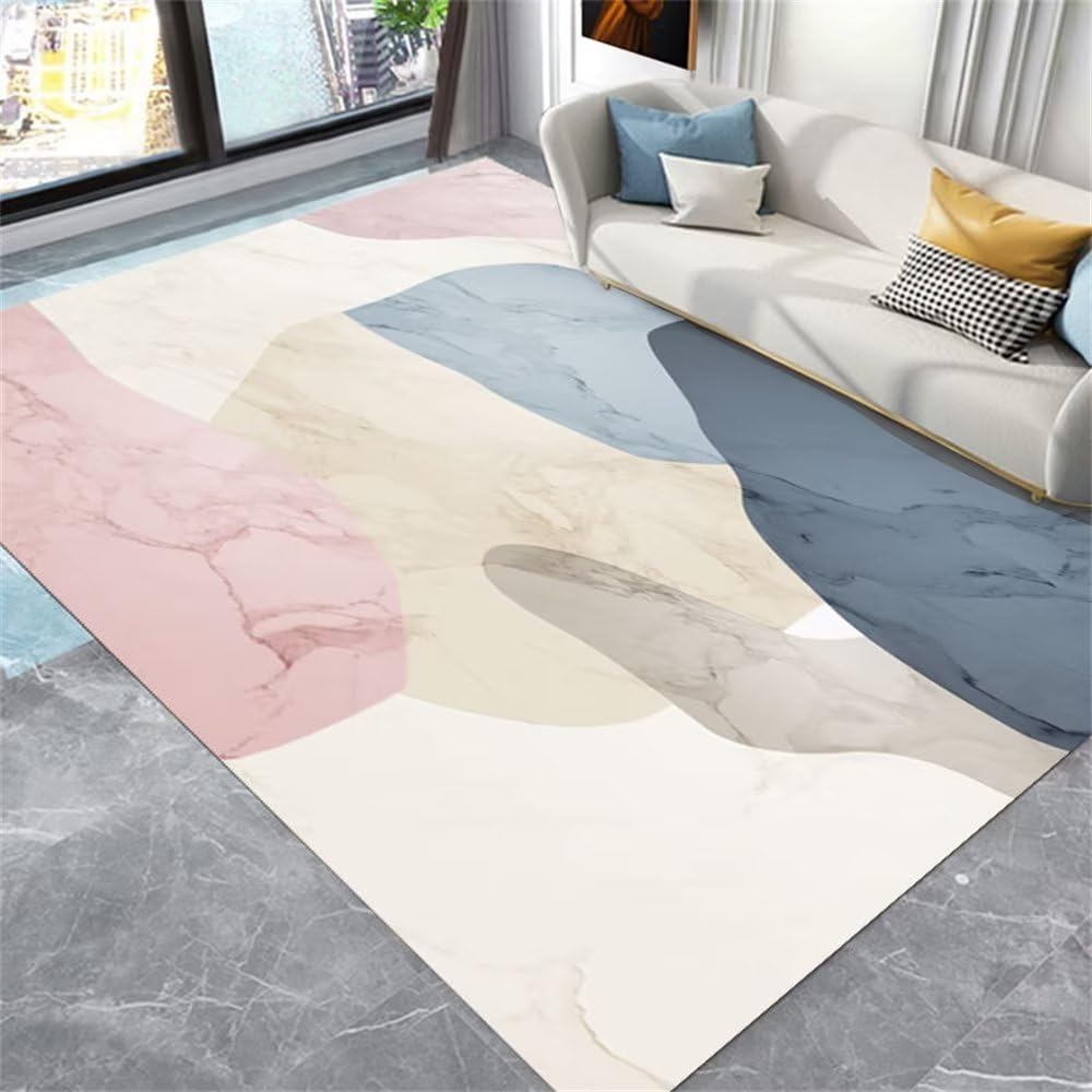 Tapis chambre fille rose 180x250cm : créez un salon minimaliste et cocooning